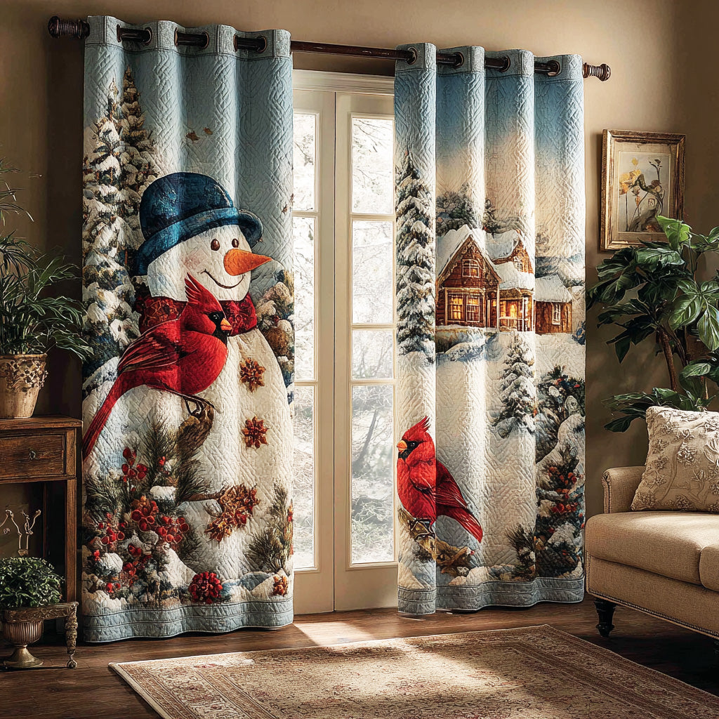 Winter Joy Snowman Quilted Curtains NCU0NTD982