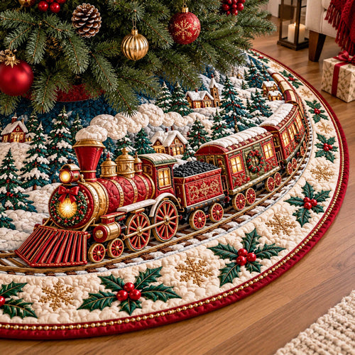 Winter Junction Christmas Quilted Tree Skirt NCU0NTD2259