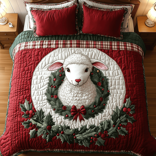 Winter Lamb Bliss 3-Piece Quilted Bedding Set NCU0TH2208