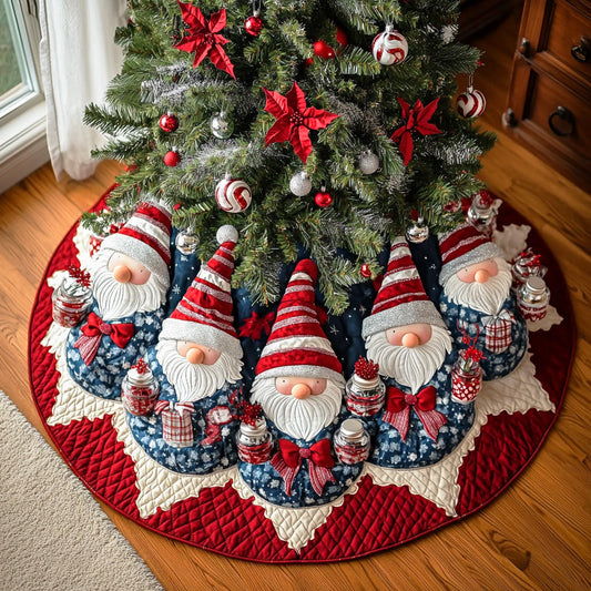 Winter Lantern Gnome Christmas Quilted Tree Skirt NCU0NTD738