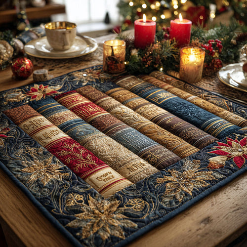 Winter Library Quilted Table Topper NCU0NTV611