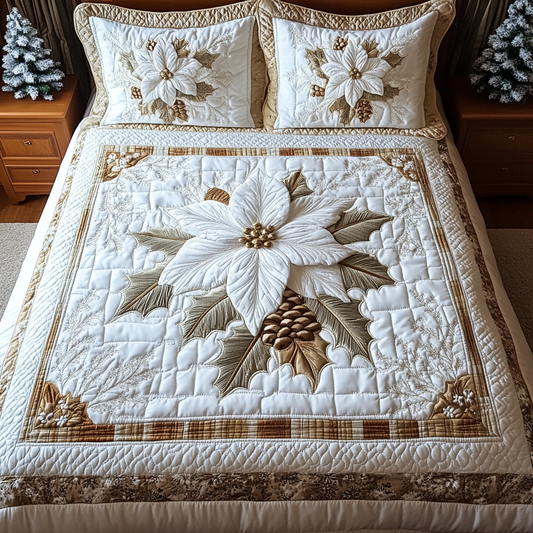 Winter Magic Blossoms Quilted Bedding Set NCU0DV1996