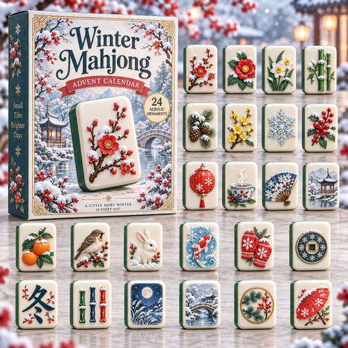 CHRISTMAS KICKOFF 40% OFF - Winter Mahjong Advent Calendar 2026 - 24-Day Festive Countdown, Acrylic Charms Blind Box - Gift For Mahjong Lovers AC0NT280