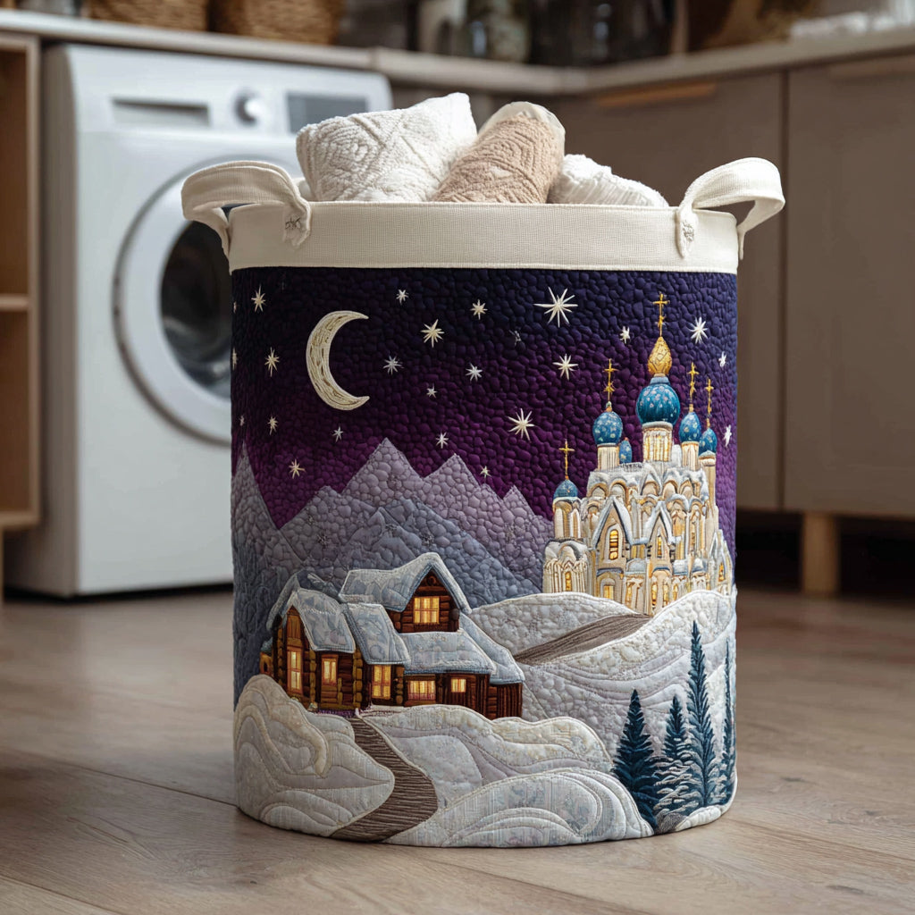 Winter Night Quilted Laundry Basket NCU0HNH080