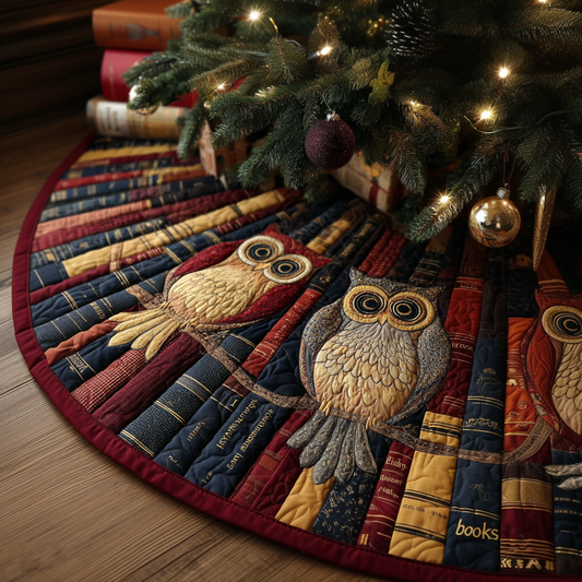Winter Owl Christmas Quilted Tree Skirt NCU0DDK1853