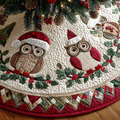 Winter Owl Harmony Christmas Quilted Tree Skirt NCU0NTD1078