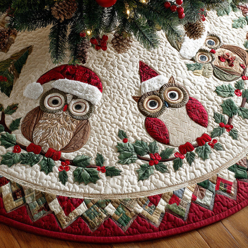 Winter Owl Harmony Christmas Quilted Tree Skirt NCU0NTD1078