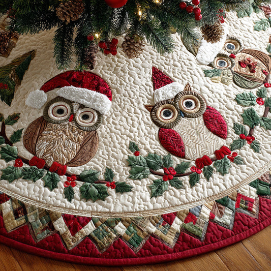 Winter Owl Harmony Christmas Quilted Tree Skirt NCU0NTD1078