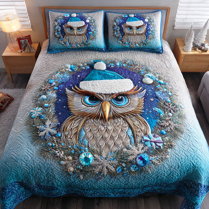 Winter Owl Haven 3-Piece Quilted Bedding Set NCU0NTD648
