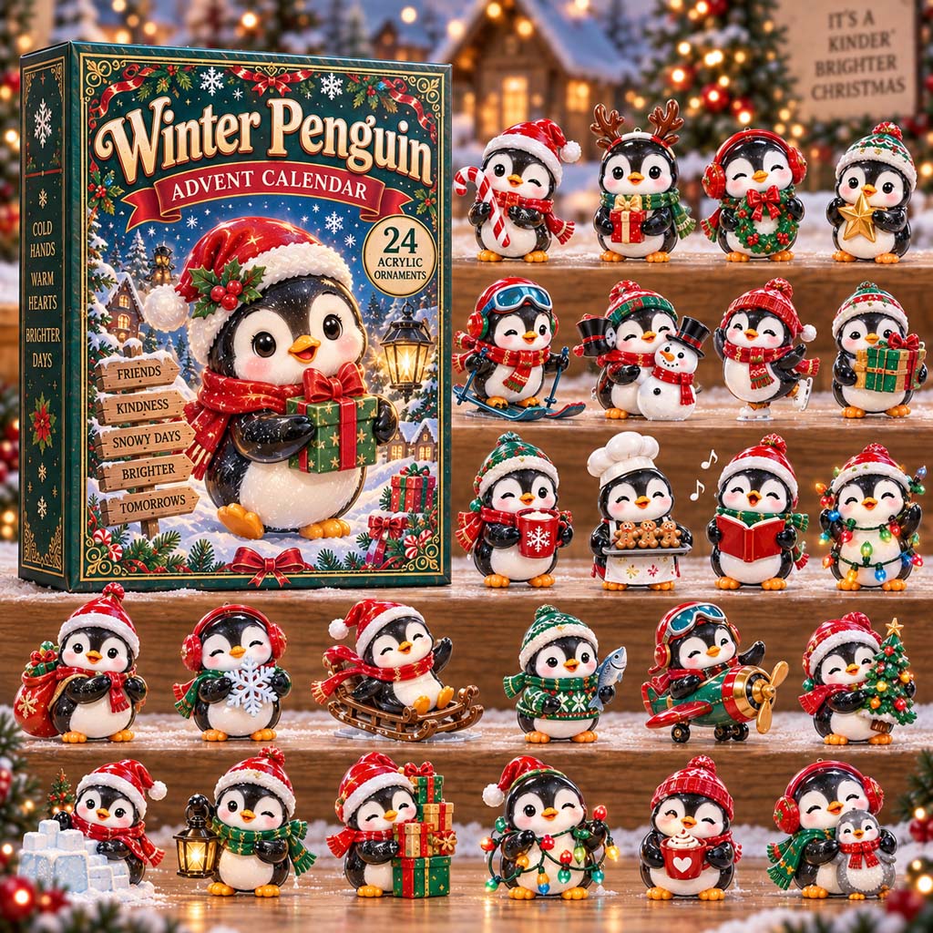 CHRISTMAS KICKOFF 40% OFF - Winter Penguin Advent Calendar 2026 - 24-Day Festive Countdown, Acrylic Charms Blind Box - Gift For Family and Friends AC0HH013