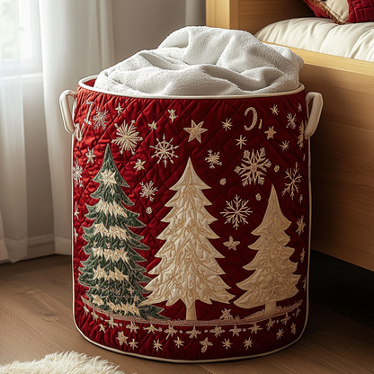 Winter Pines Quilted Laundry Basket NCU0DDK1350