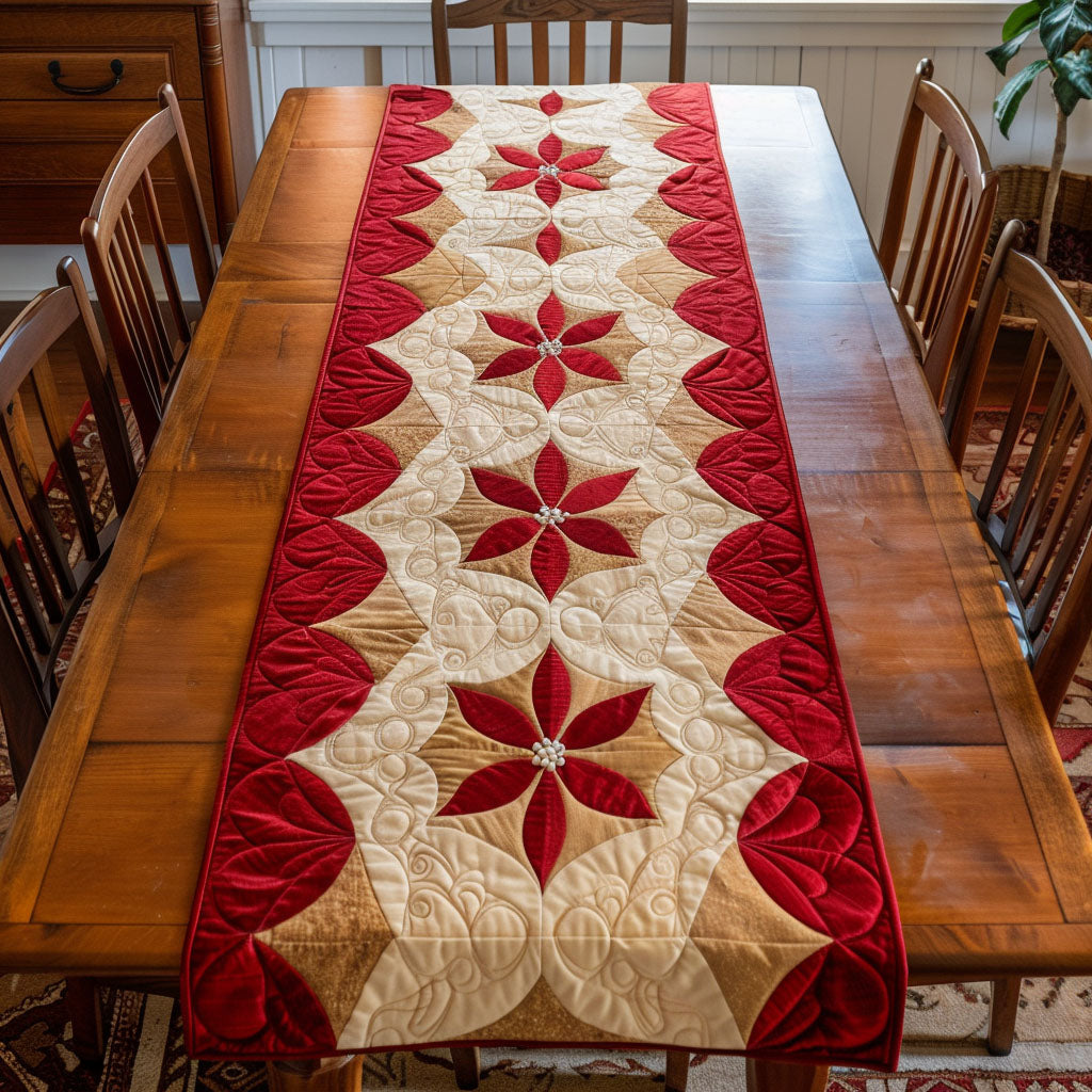 Winter Poinsettia Quilted Table Runner NCU0NTV317