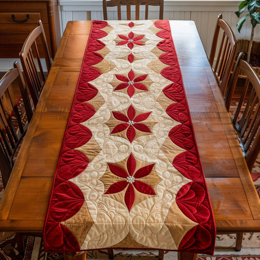 Winter Poinsettia Quilted Table Runner NCU0NTV317