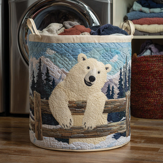Winter Polar Bear Quilted Laundry Basket NCU0HNH520