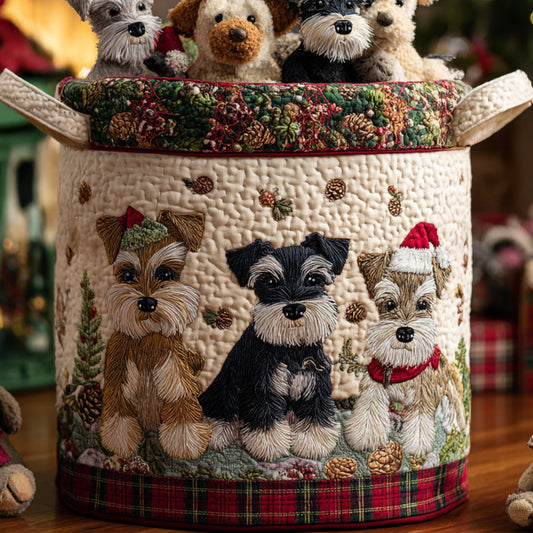 Winter Pup Magic Quilted Laundry Basket NCU0DV1083