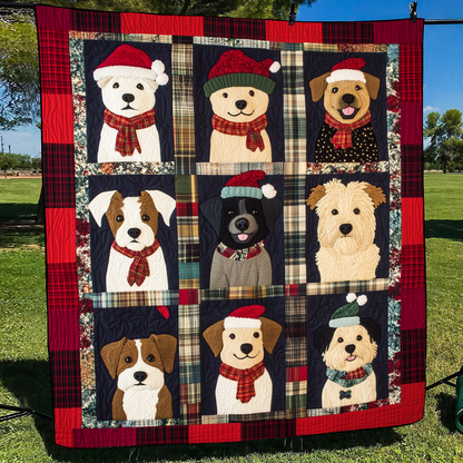 Winter Puppy Wonderland Quilted Blanket NCU0VL600