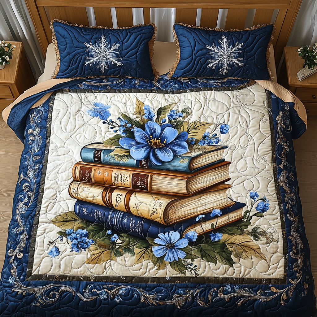 Winter Reading Bliss 3-Piece Quilted Bedding Set NCU0TL2096