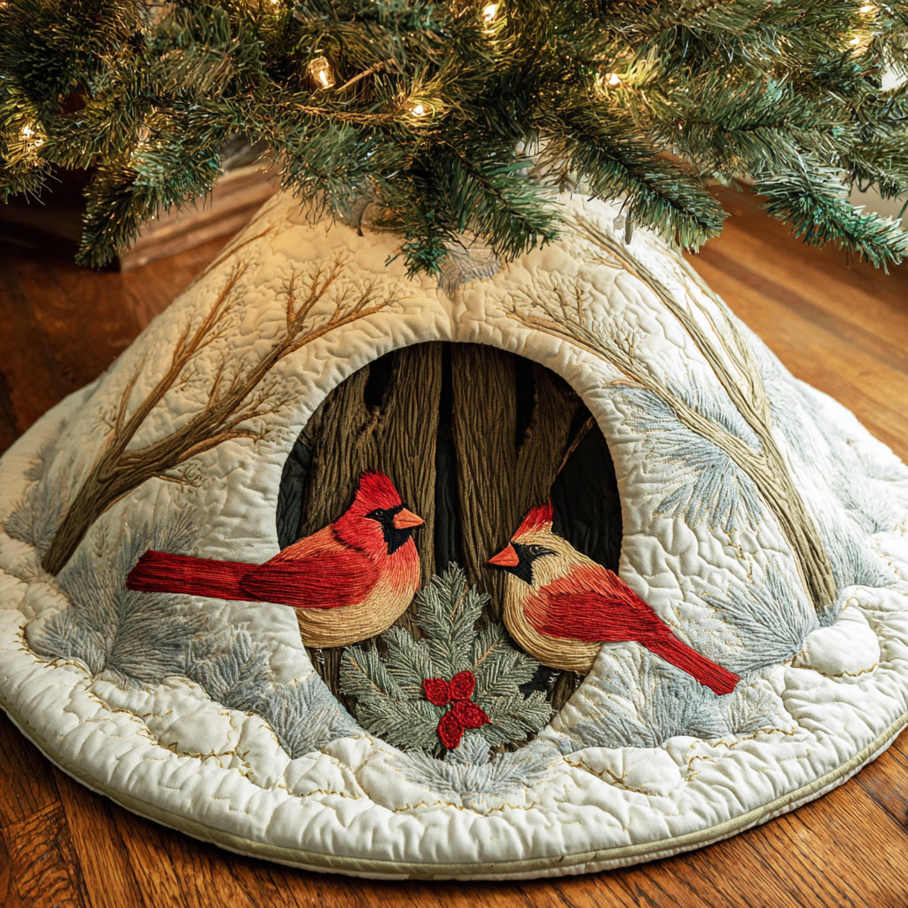 Winter Red Song Christmas Quilted Tree Skirt NCU0NTD1054