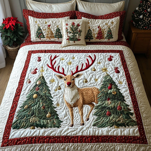 Winter Reindeer 3-Piece Quilted Bedding Set NCU0DV1011
