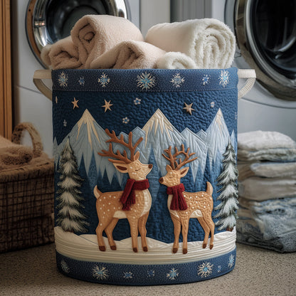 Winter Reindeer Quilted Laundry Basket NCU0TH3286