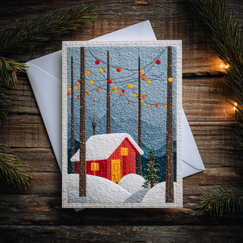 Winter Retreat Quilted Fabric Postcard NCU0DDK1902