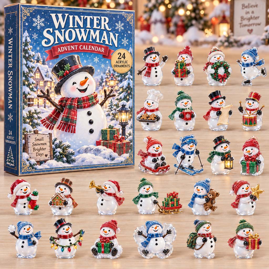 CHRISTMAS KICKOFF 40% OFF - Winter Snowman Advent Calendar 2026 - 24-Day Festive Countdown, Acrylic Charms Blind Box - Gift For Family and Friends AC0HH014