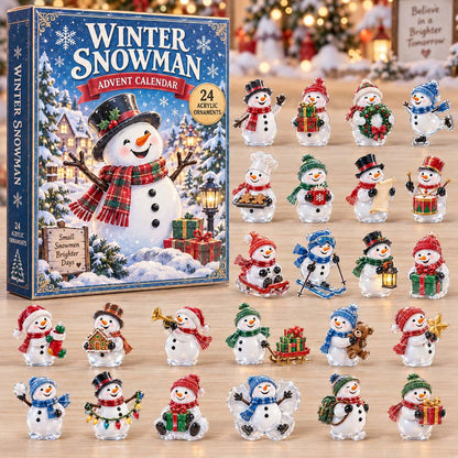 CHRISTMAS KICKOFF 40% OFF - Winter Snowman Advent Calendar 2026 - 24-Day Festive Countdown, Acrylic Charms Blind Box - Gift For Family and Friends AC0HH014