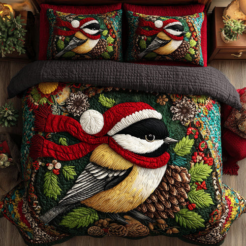Winter Songbird 3-Piece Quilted Bedding Set NCU0PTT1353