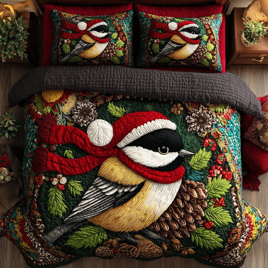 Winter Songbird 3-Piece Quilted Bedding Set NCU0PTT1353