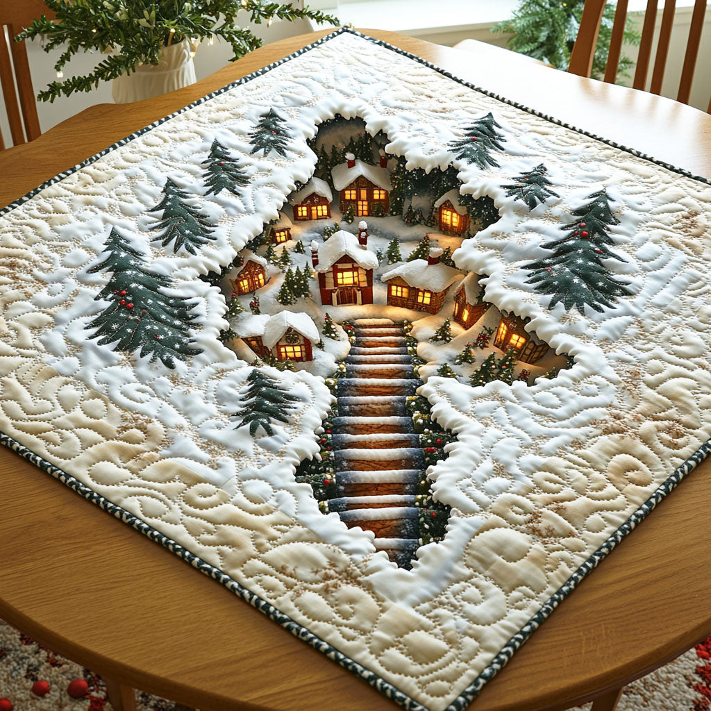 Winter Stair Village Quilted Table Topper NCU0NTD510