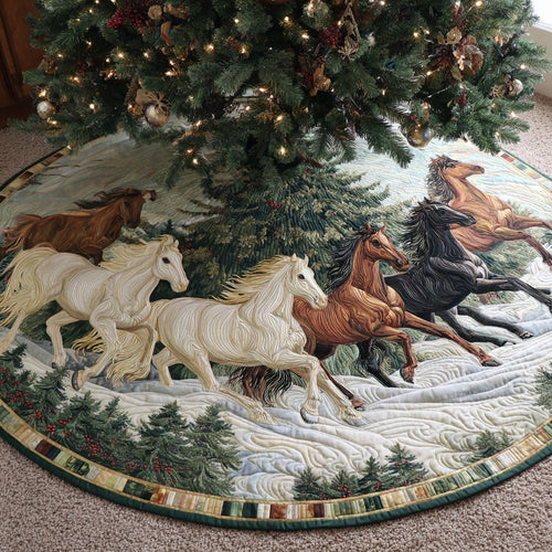 Winter Stallion Run Christmas Quilted Tree Skirt NCU0LDH012