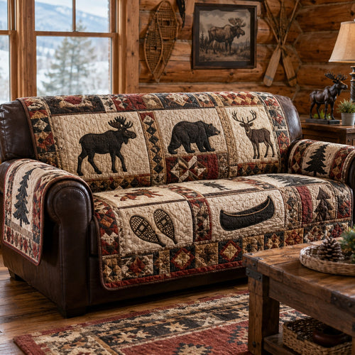 Winter Trail Tracks Quilted Sofa Cover NCU0PVL1063