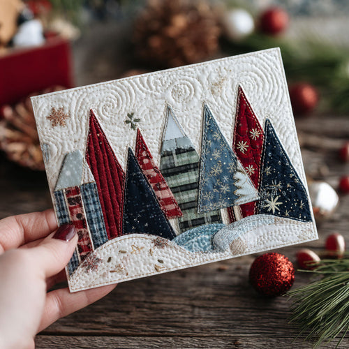 Winter Tree Lane Quilted Fabric Postcard NCU0PTT2362