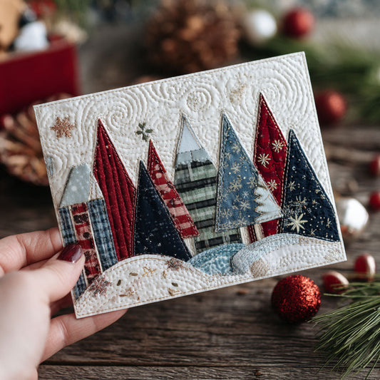 Winter Tree Lane Quilted Fabric Postcard NCU0PTT2362