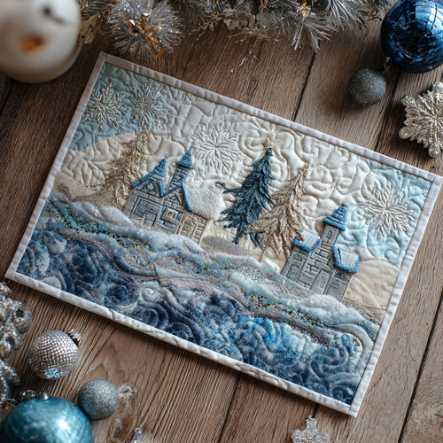 Winter Village Quilted Fabric Postcard NCU0PTT2311