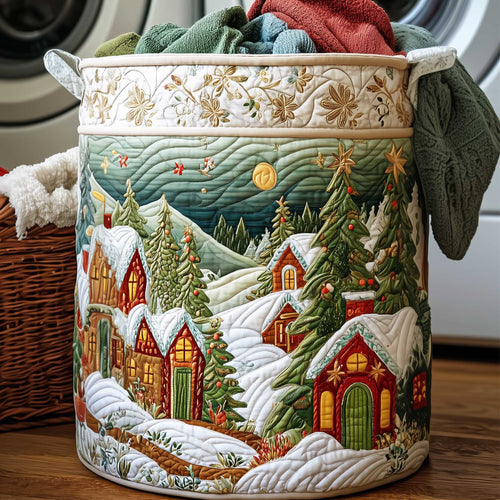 Winter Village Quilted Laundry Basket NCU0HTT010