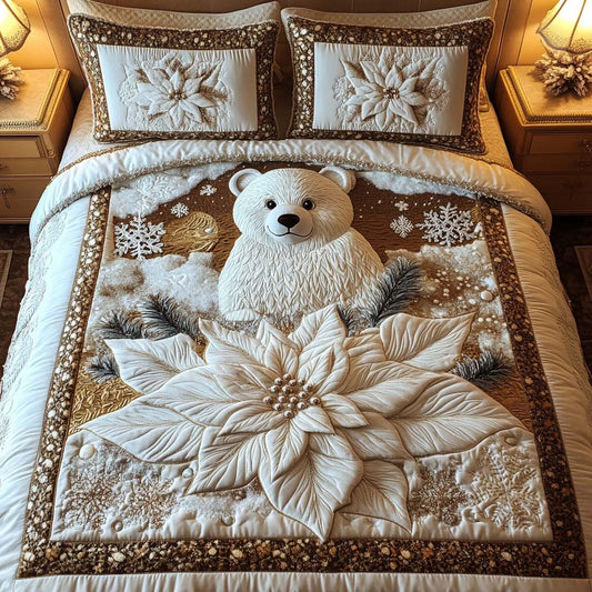 Winter White 3-Piece Quilted Bedding Set NCU0NT2276