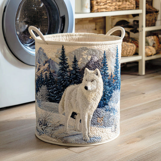 Winter Wolf Gaze Quilted Laundry Basket NCU0NTD520
