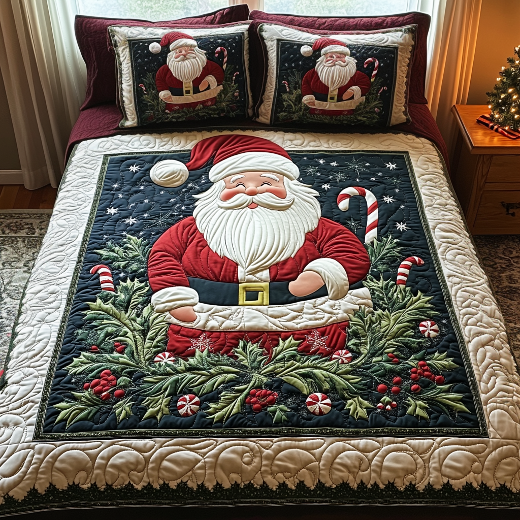 Winter Wonderland Santa Quilted Bedding Set NCU0DV033