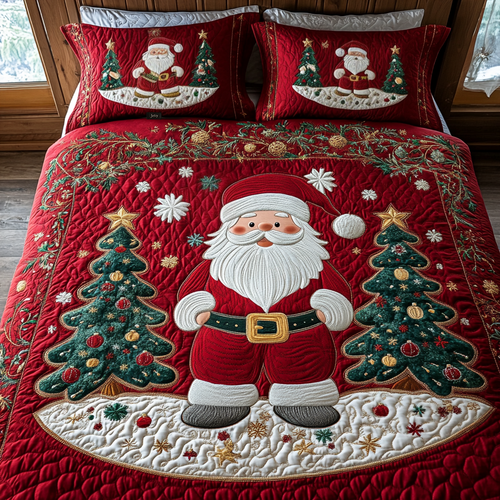 Winter Wonderland Santa Quilted Bedding Set NCU0DV1724