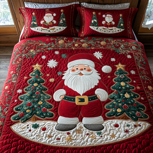 Winter Wonderland Santa Quilted Bedding Set NCU0DV1724