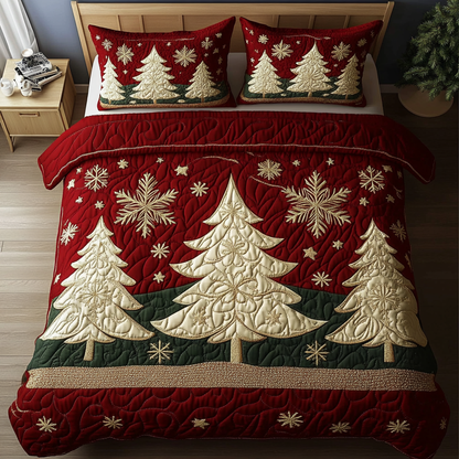 Winter Wonderland Trees 3-Piece Quilted Bedding Set NCU0DK2179