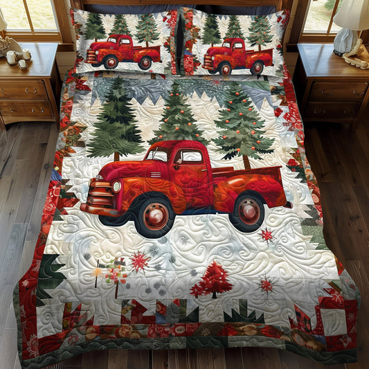 Winter Wonderland Truck Quilted Bedding Set NCU0DV1634