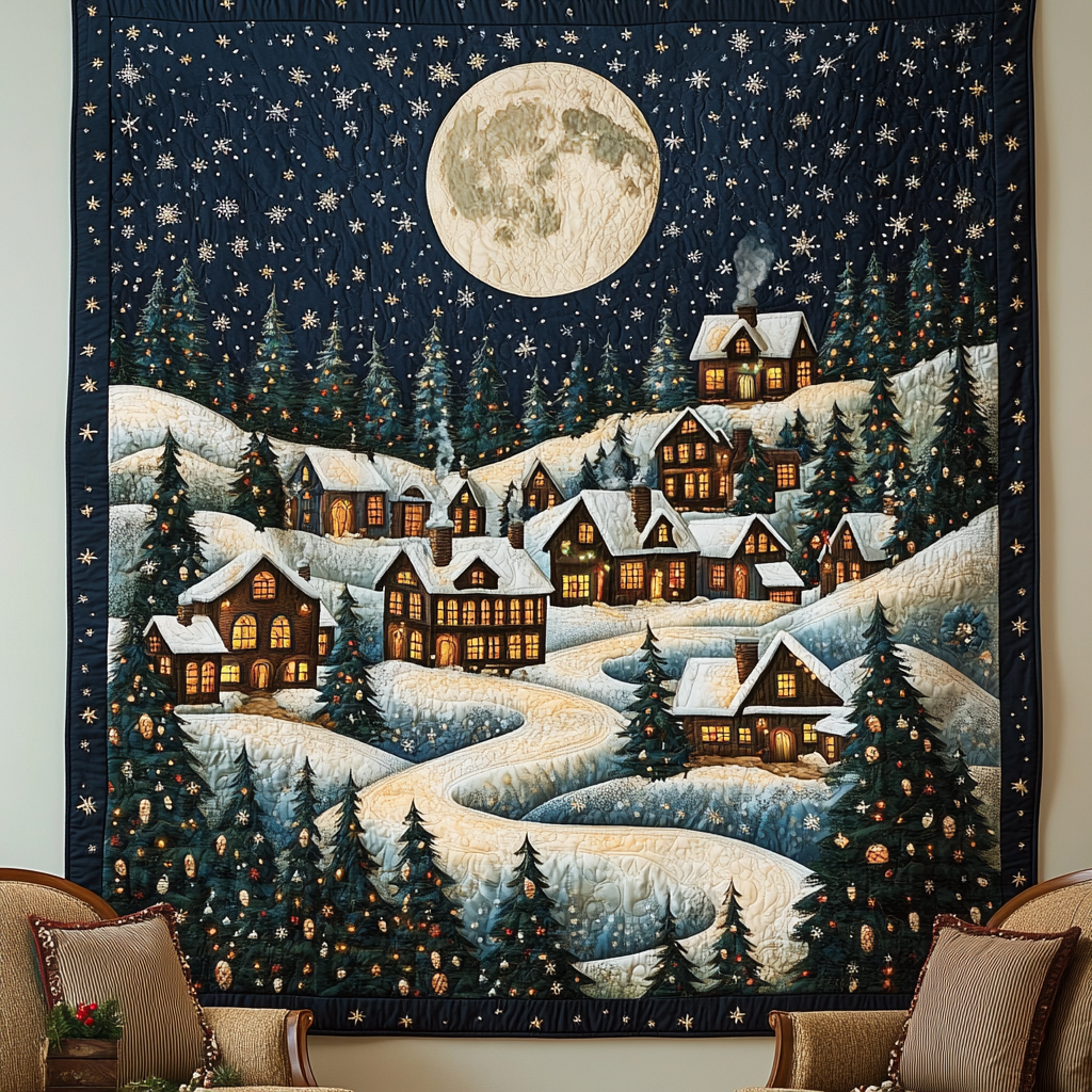 Winter Wonderland Village Quilted Blanket NCU0VL825