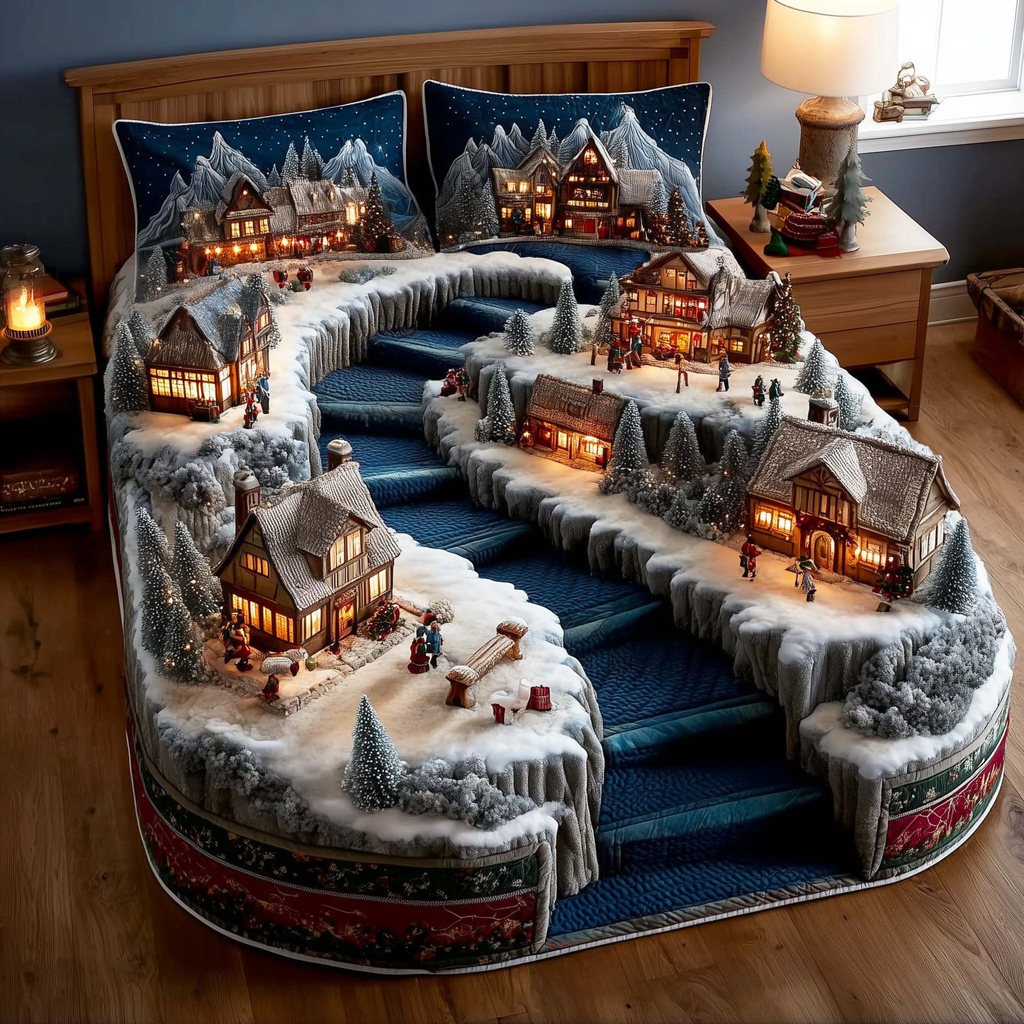 Wintertide Town 3-Piece Quilted Bedding Set NCU0NNL128