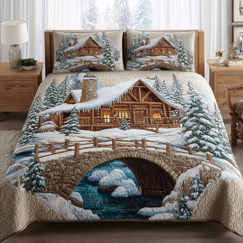 Winterwood Cabin Trail 3-Piece Quilted Bedding Set NCU0NTD1130