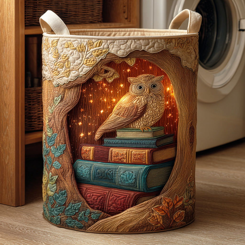 Wisdom Among Pages Quilted Laundry Basket NCU0NTD1062