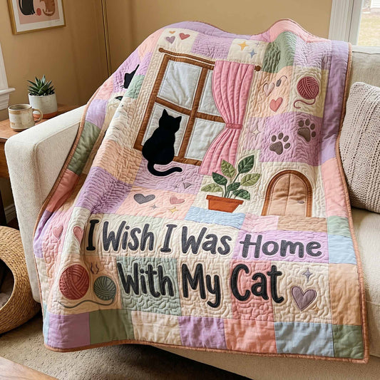 Wish Home With Cat Quilted Blanket NCU0NXD1862