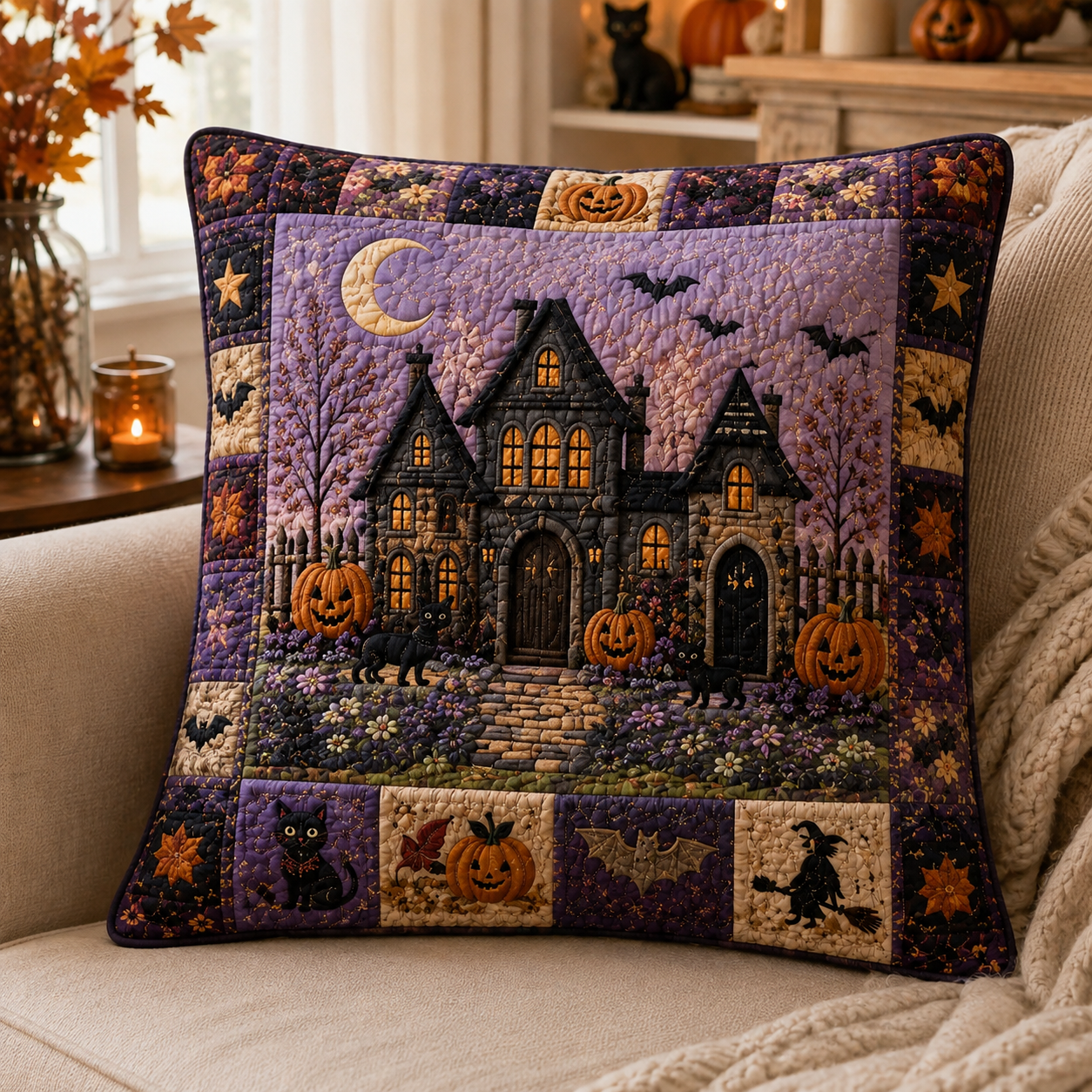 Witching Village Quilted Pillow Case NCU0DV2375