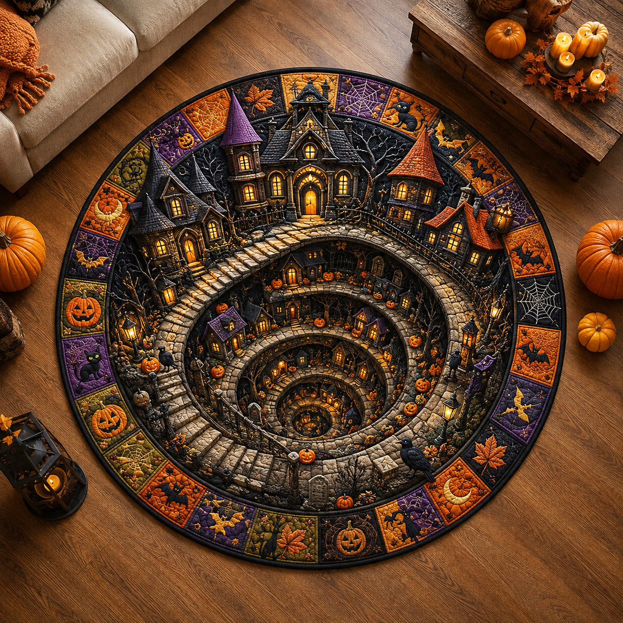 Witching Spiral Quilted Round Mat NCU0NTV1158